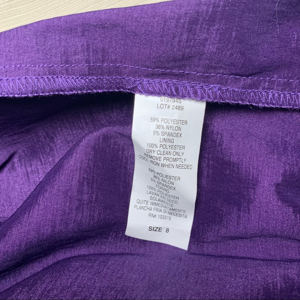 JADE Metallic Purple Bodycon Cocktail Dress Asymmetric Ruffle Size 8 Barbiecore - Picture 10 of 16